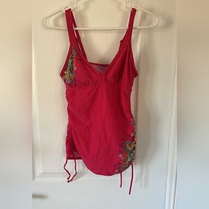 Athleta Women's Red Floral Swimsuit Top 34B/C